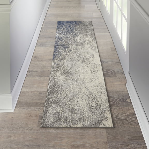 Nourison Passion Abstract Charcoal Ivory 2'2" x 10' Area Rug, (2x10)