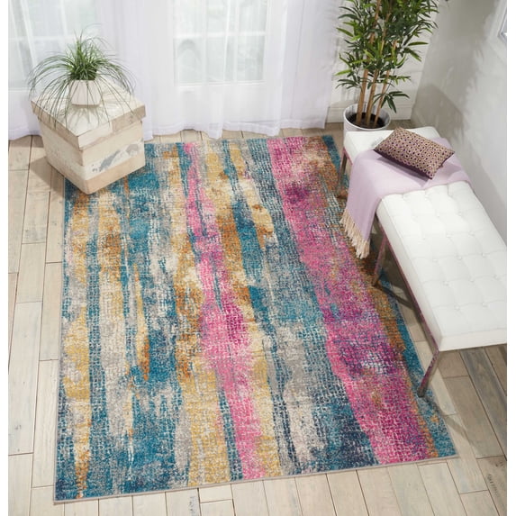 Nourison Passion Abstract Grey/Multicolor 3'9" x 5'9" Area Rug, (4x6)