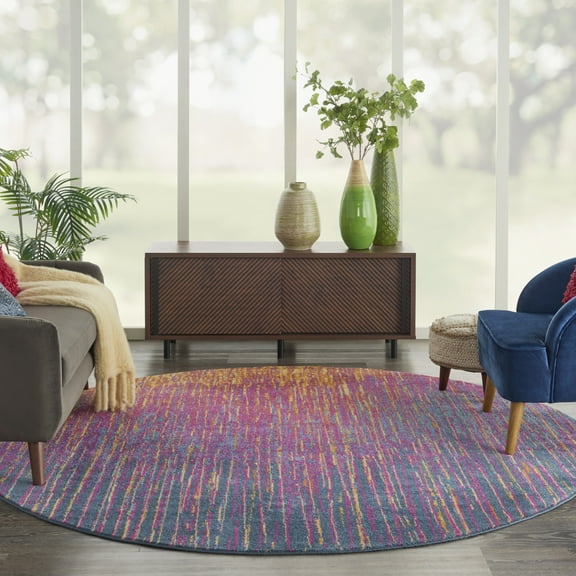 Nourison Passion Abstract Multicolor 8' x ROUND Area Rug, (8 Round)