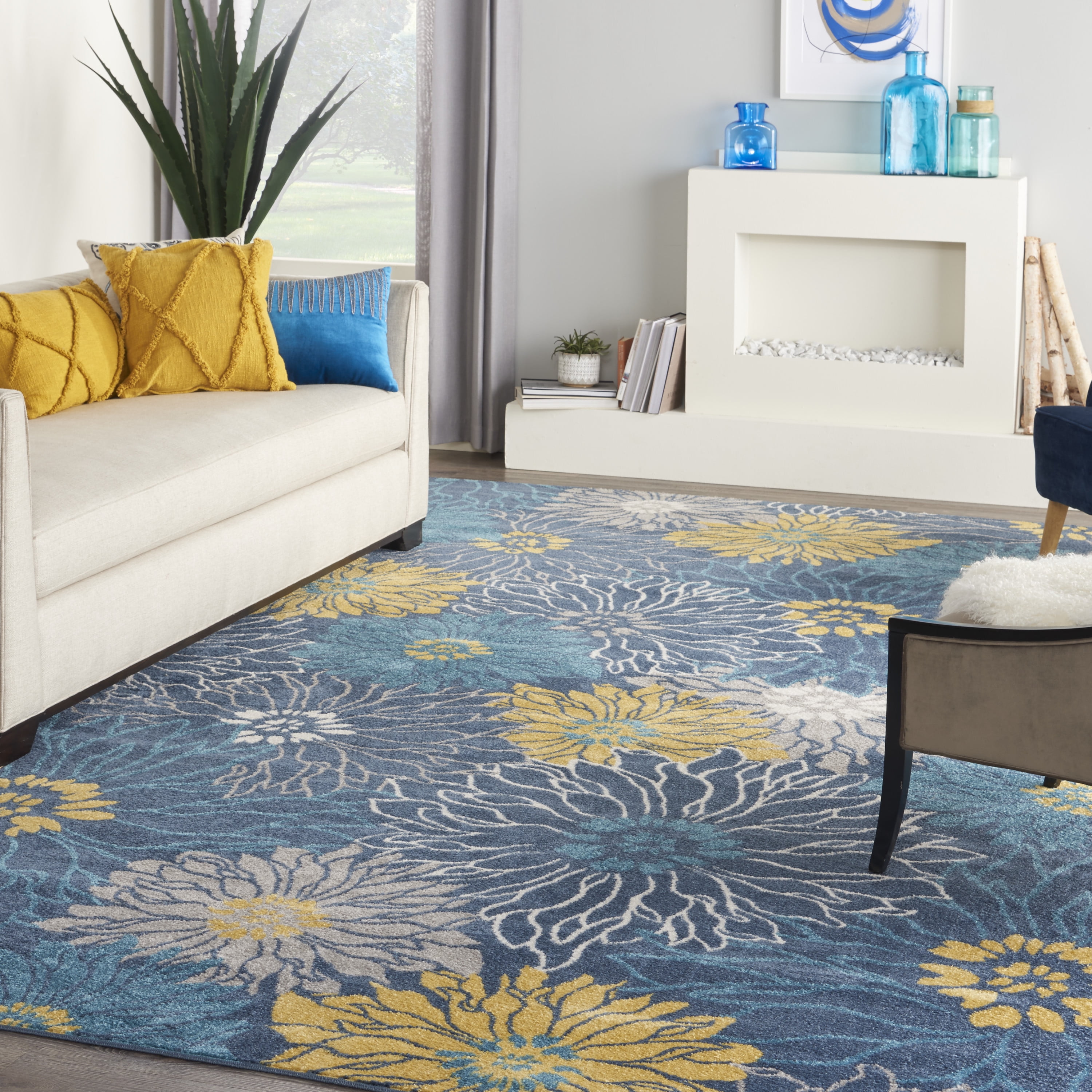 Nourison Passion Blue 12' x 15' Area Rug, Boho, Floral, Bed Room ...