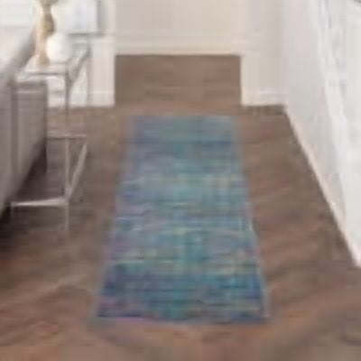 Nourison Passion Blue/Multicolor 1'10" x 6' Area Rug, Modern, Striped, Bed Room, Living Room, Dining Room, Kitchen, , Easy Cleaning, Non Shedding (6' Runner)