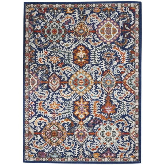 Nourison Passion Traditional Rustic Indoor Rug Blue/Multicolor 3'9" x 5'9"