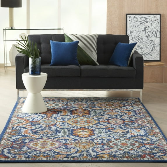 Nourison Passion Bohemian Blue/Multicolor 5'3" x 7'3" Area Rug, (5x7)