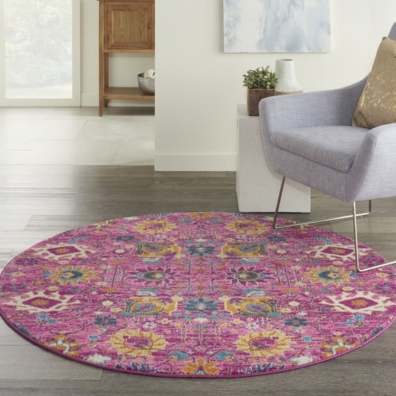 Nourison Passion Bohemian Fuchsia 5'3" x round Area Rug, (5 Round)