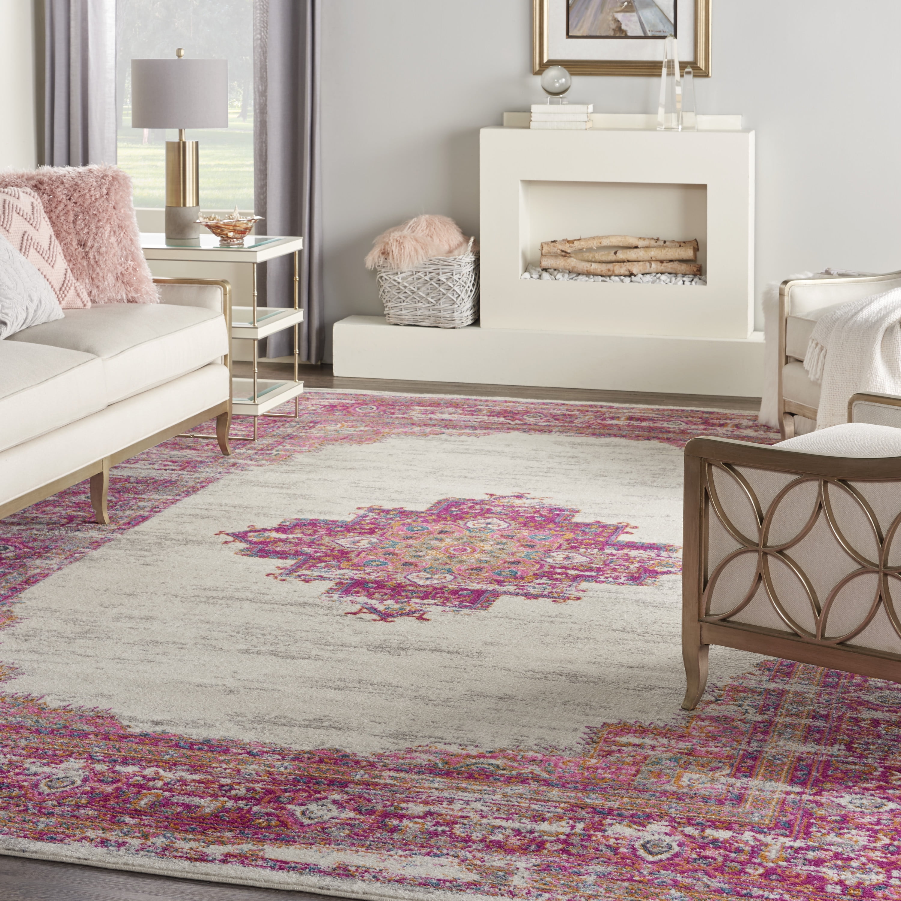 Handmade Blue Floral Synthetic 12'x15' Easy Care Area Rug
