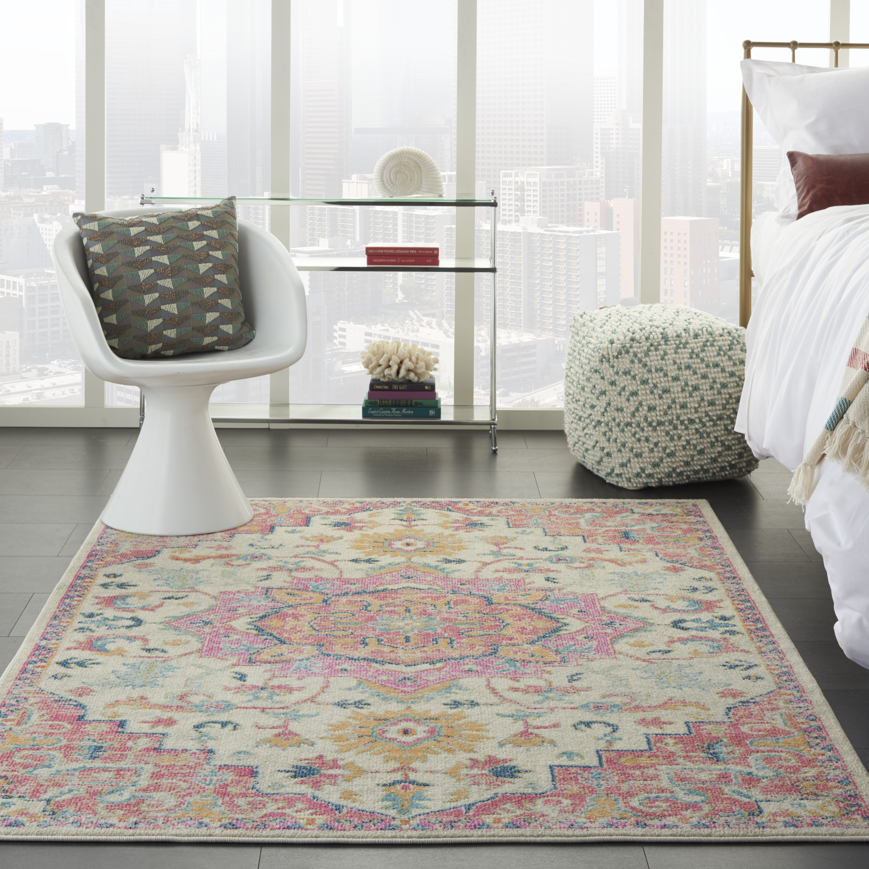 Nourison Passion Bohemian Ivory/Pink 1'10