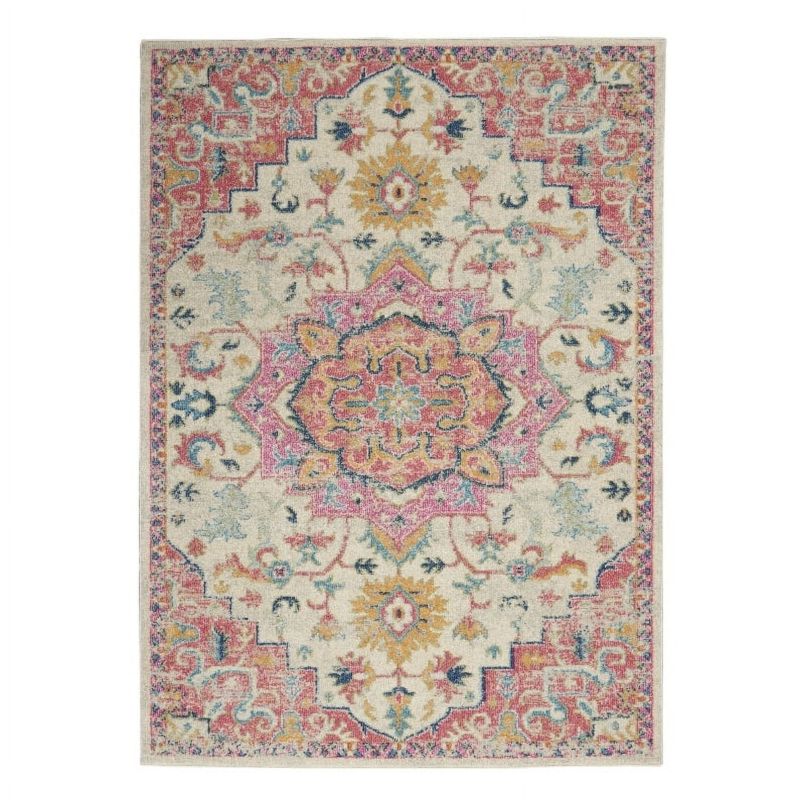 Passion Floral Symphony Blue Rectangular 6'7" x 9'6" Synthetic Rug