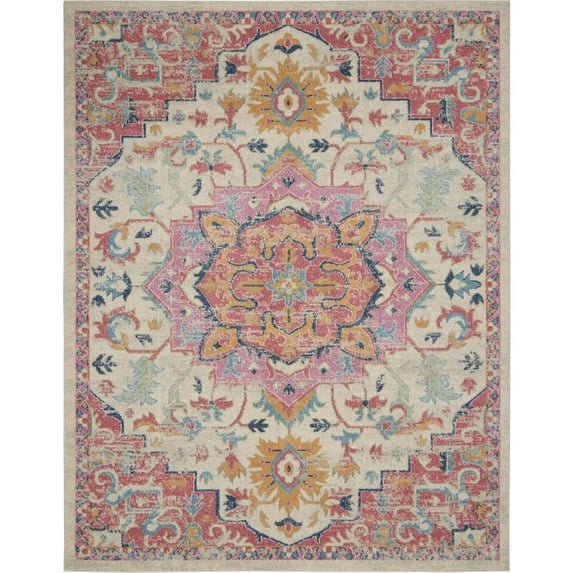 Nourison Passion Bohemian Ivory/Pink 8' x 10' Area Rug, (8x10)