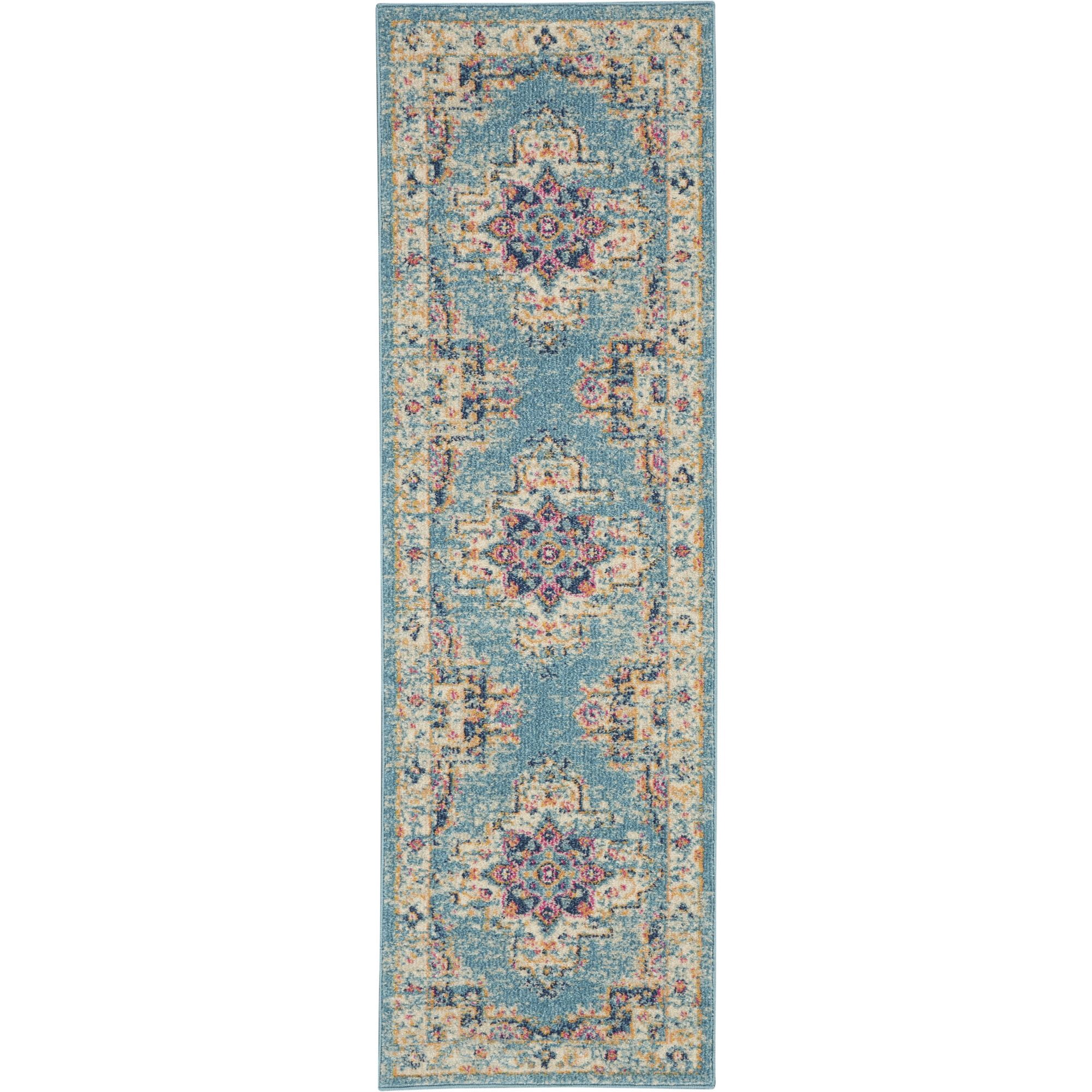 Nourison Passion Medallion Bohemian Indoor Rug Light Blue 1'10" x 6'