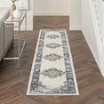 thumbnail image 1 of Nourison Passion Bordered Ivory/Grey/Blue 2'2" x 10' Area Rug (2x10), 1 of 7