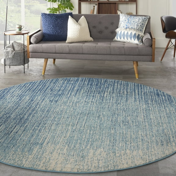 Nourison Passion Contemporary Navy/Light Blue 8' x round Area Rug, (8 Round)