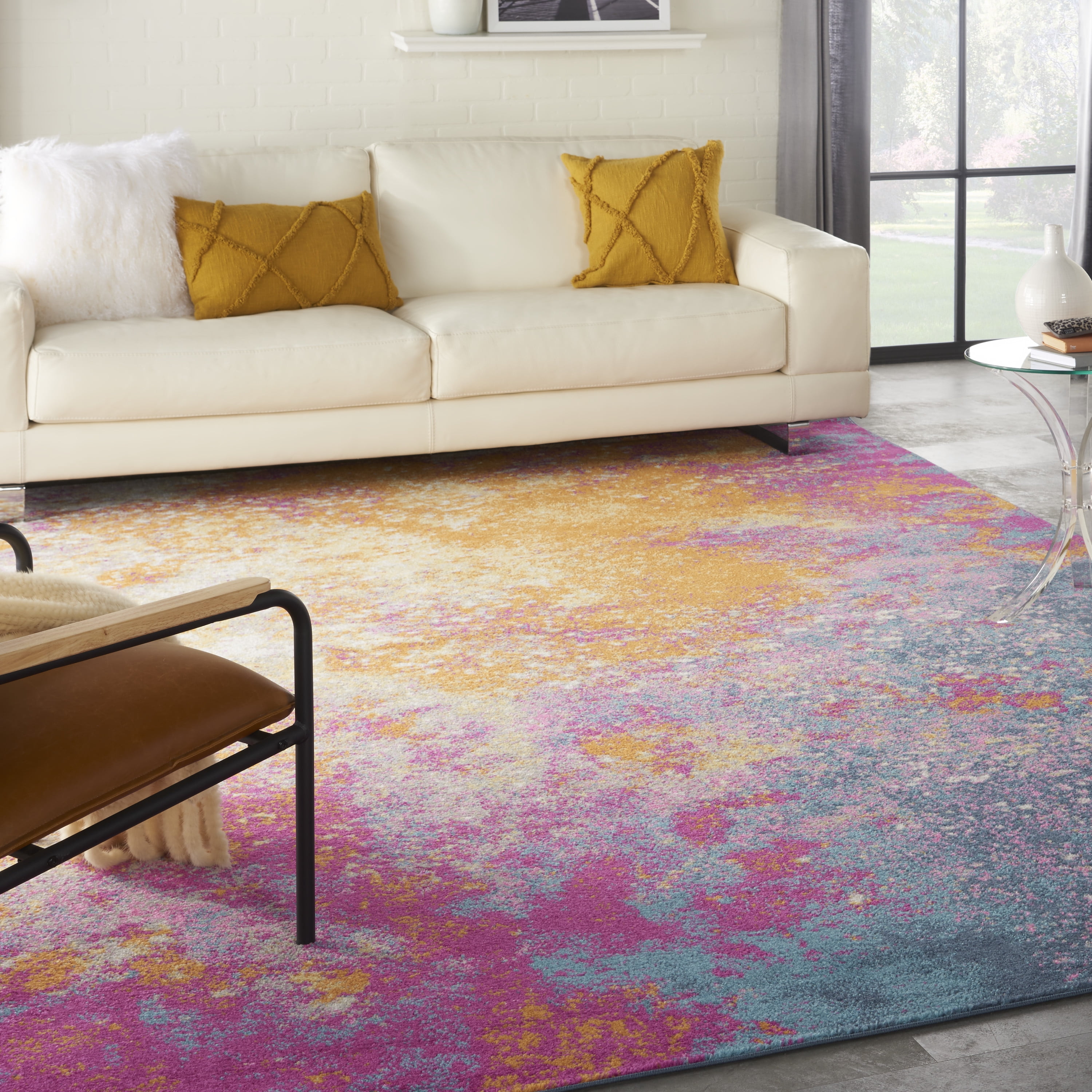 Sunburst Multicolor Synthetic Geometric 10' x 14' Area Rug