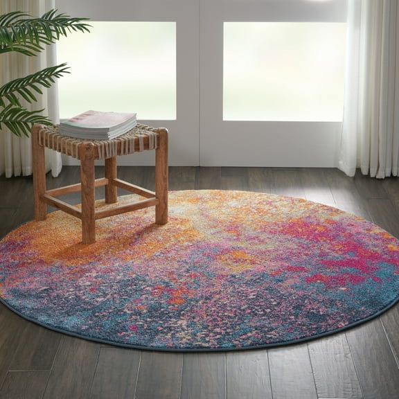 Nourison Passion Contemporary Sunburst 4' x ROUND Area Rug, (4 Round)