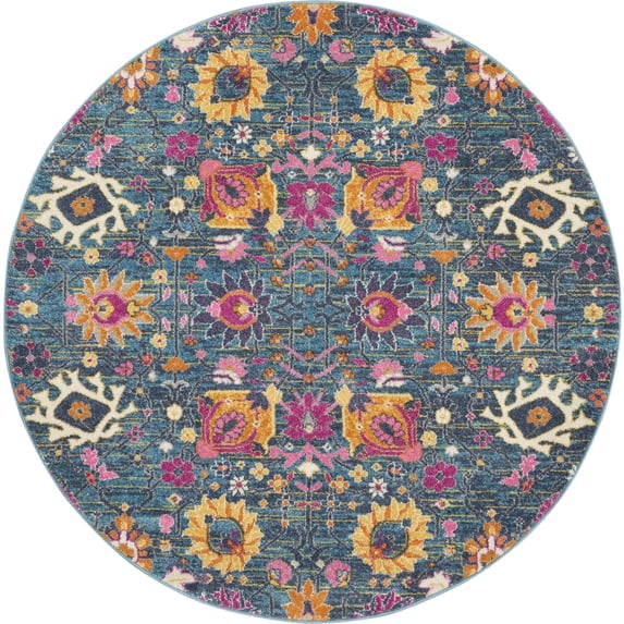 Nourison Passion Bohemian Indoor Rug Denim 4' x Round