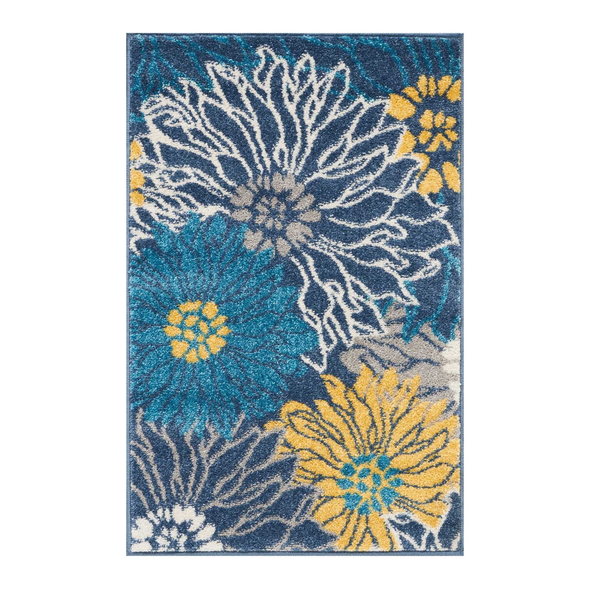 Nourison Passion 1'10" x 2'10" Blue Contemporary Indoor Rug