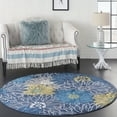 thumbnail image 1 of Nourison Passion Floral Blue 5'3" x round Area Rug, (5 Round), 1 of 8