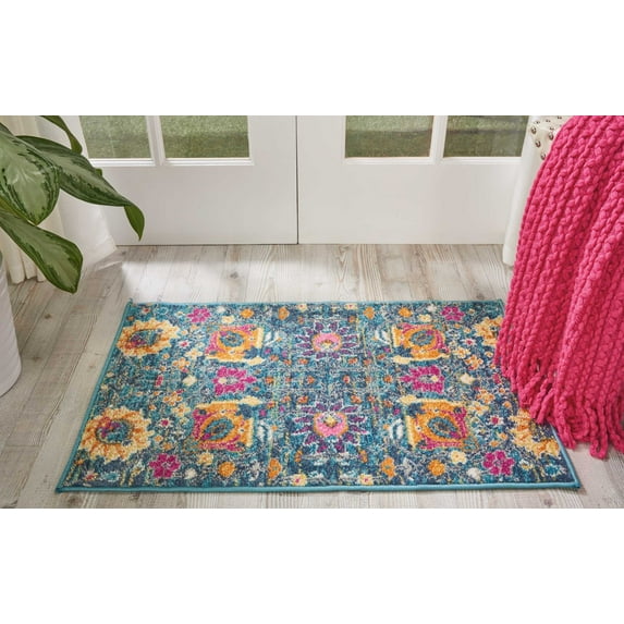 Nourison Passion Floral Denim 1'10" x 2'10" Area Rug, (2x2)