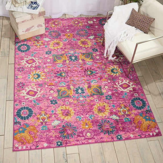 Nourison Passion Floral Fuchsia 5' x 7' Area Rug, (5x7)