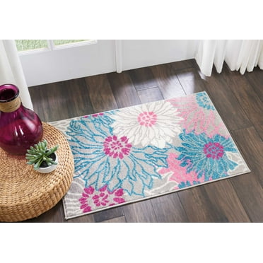 Nourison Passion Floral Grey 1'10" x 2'10" Area Rug, (2x2)