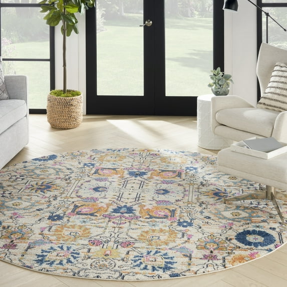 Nourison Passion Floral Ivory/Multi 8' x Round Area Rug, (8 Round)