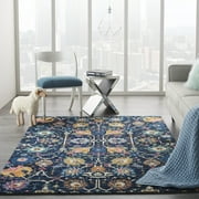 Nourison Passion Floral Navy 5'3" x 7'3" Area Rug, (5x7)