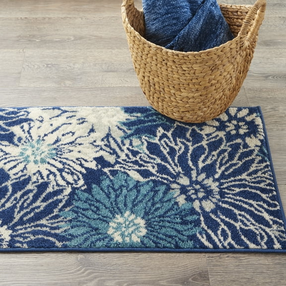 Nourison Passion Floral Navy/Ivory 1'10" x 2'10" Area Rug, (2x3)
