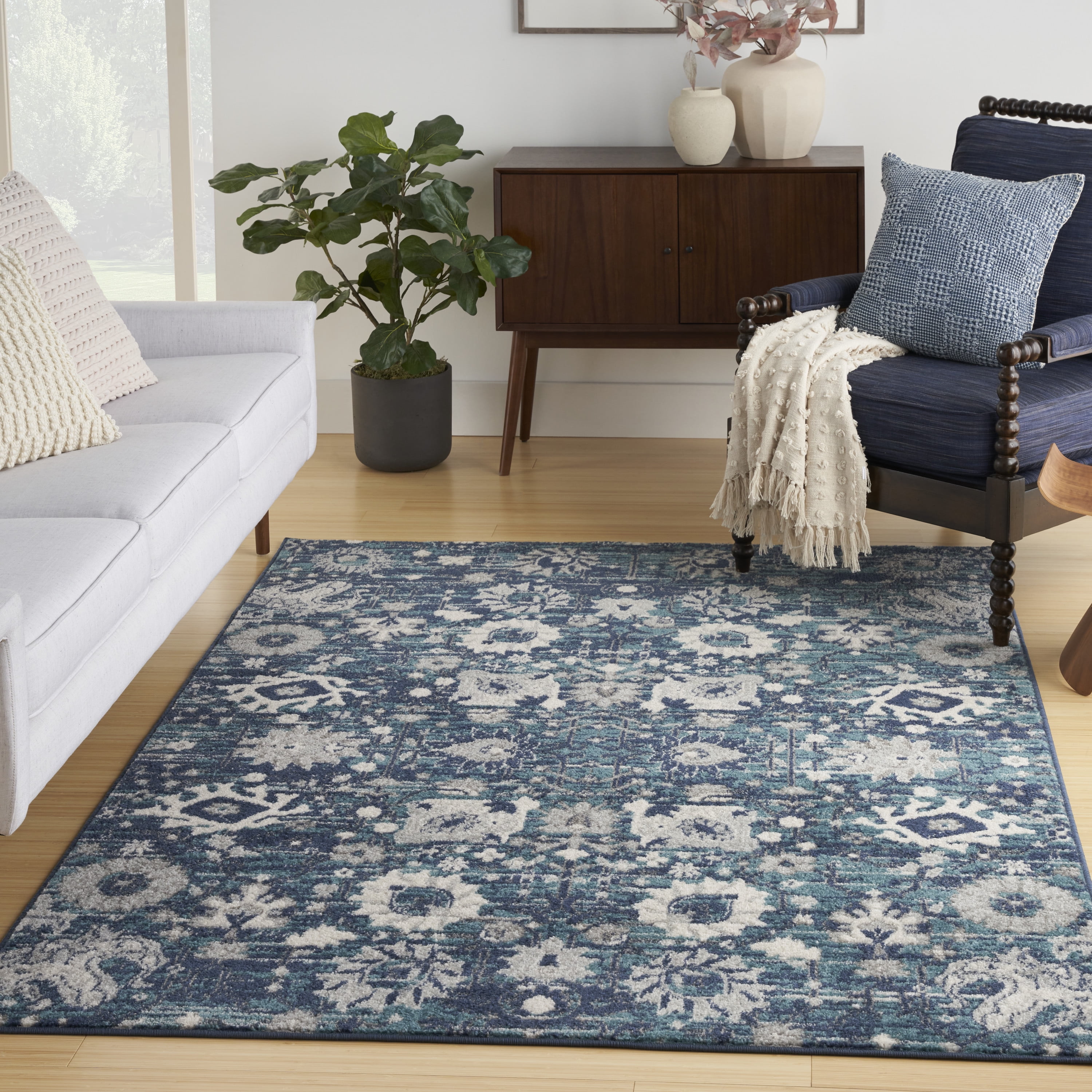 Floorsense Area Rug Nourison Passion Floral Surf Area Rug, 8' x 10', Easy-Clean, Low ...