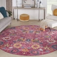 thumbnail image 1 of Nourison Passion Fuchsia 8' x Round Area Rug, Boho, Moroccan, Bed Room, Living Room, Dining Room, Kitchen, , Easy Cleaning, Non Shedding (8' Round), 1 of 8