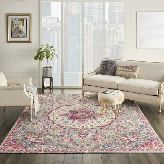 Nourison Passion Grey/Multicolor 8' x 10' Area Rug, Traditional, Persian, Bed Room, Living Room, Dining Room, Kitchen, , Easy Cleaning, Non Shedding (8' x 10')