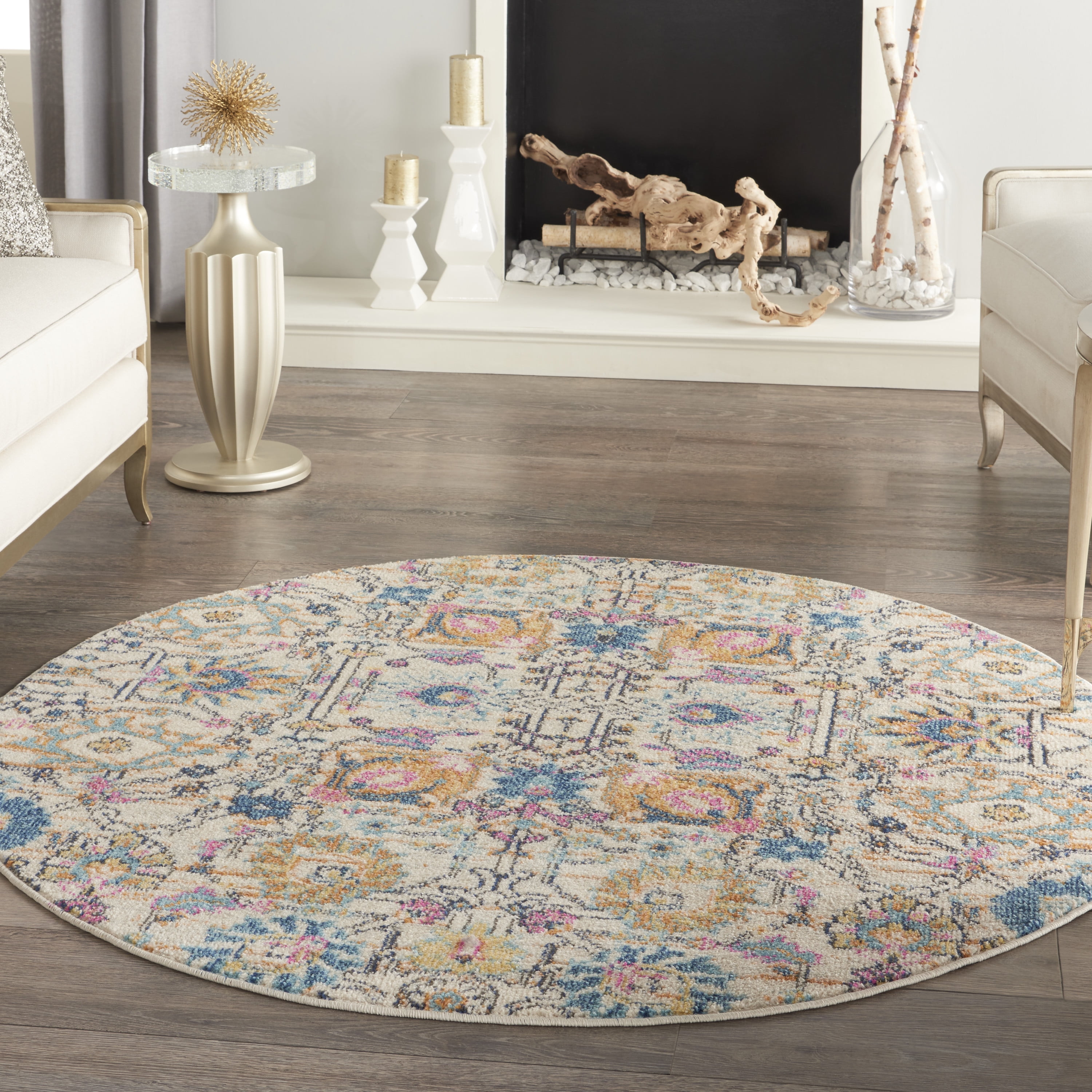 Free Shipping! Nourison Passion Ivory/Multicolor 4' x Round Area Rug