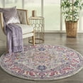 thumbnail image 1 of Nourison Passion Light Grey/Pink 4' x Round Area Rug, Boho, Transitional, Bed Room, Living Room, Dining Room, Kitchen, , Easy Cleaning, Non Shedding (4' Round), 1 of 8