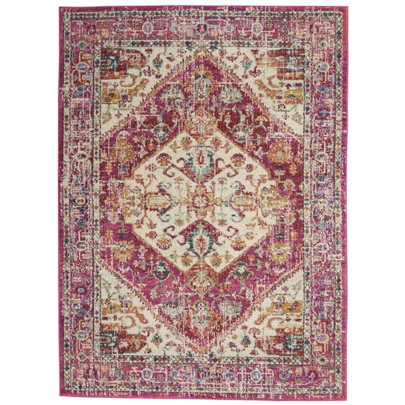 Nourison Passion Medallion Ivory/Pink 3'9" x 5'9" Area Rug, (4x6)
