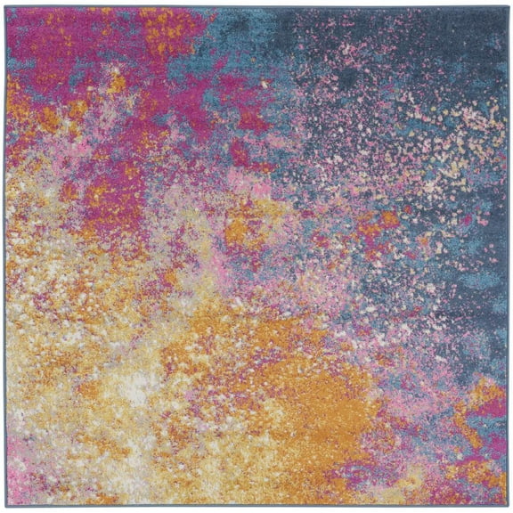 Nourison Passion Modern Abstract Multicolor 5' Square Area Rug (5 Square)