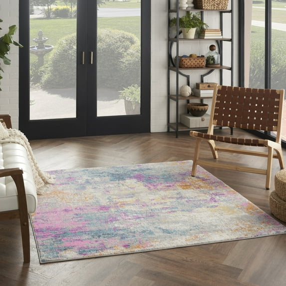 Nourison Passion Modern Ivory Multicolor 5'3" x Square Area Rug (5 Square)