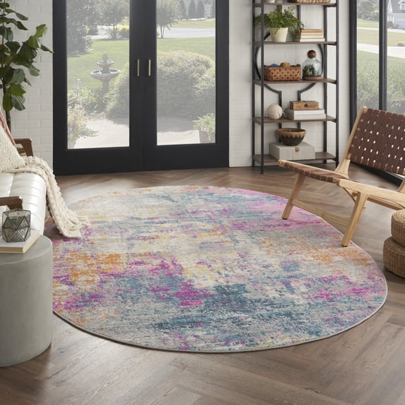 Nourison Passion Modern Ivory Multicolor 5' x 8' Oval Area Rug (5x8 Oval)