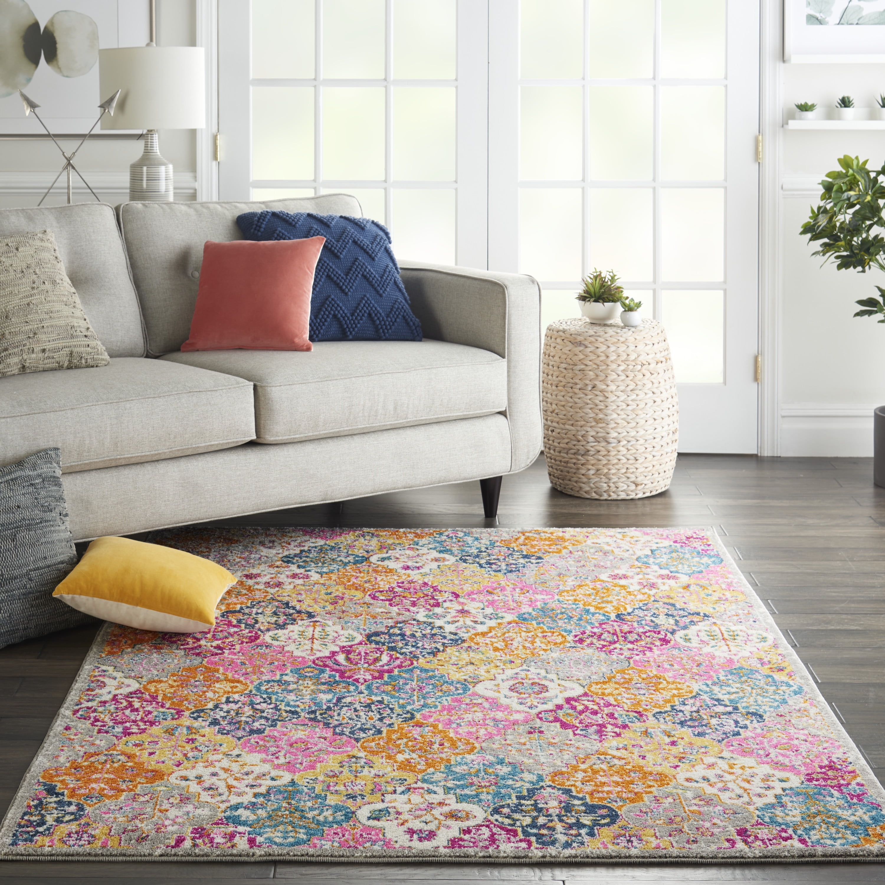 Rustic Multi-Color Hearts Area Rug NCU0NXD1231