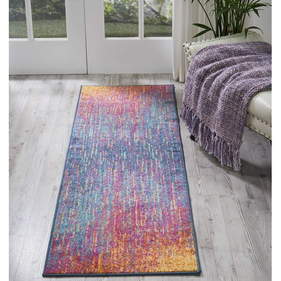 Nourison Passion Multicolor 1'10" x 6' Area Rug, Modern, Abstract, Bed Room, Living Room, Dining Room, Kitchen, , Easy Cleaning, Non Shedding (6' Runner)
