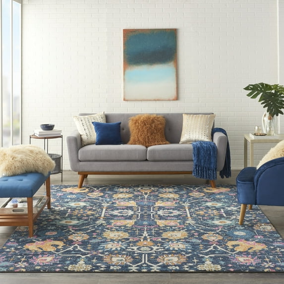 Nourison Passion Navy 9' x 12' Area Rug, Boho, Moroccan, Bed Room, Living Room, Dining Room, Kitchen, , Easy Cleaning, Non Shedding (9' x 12')