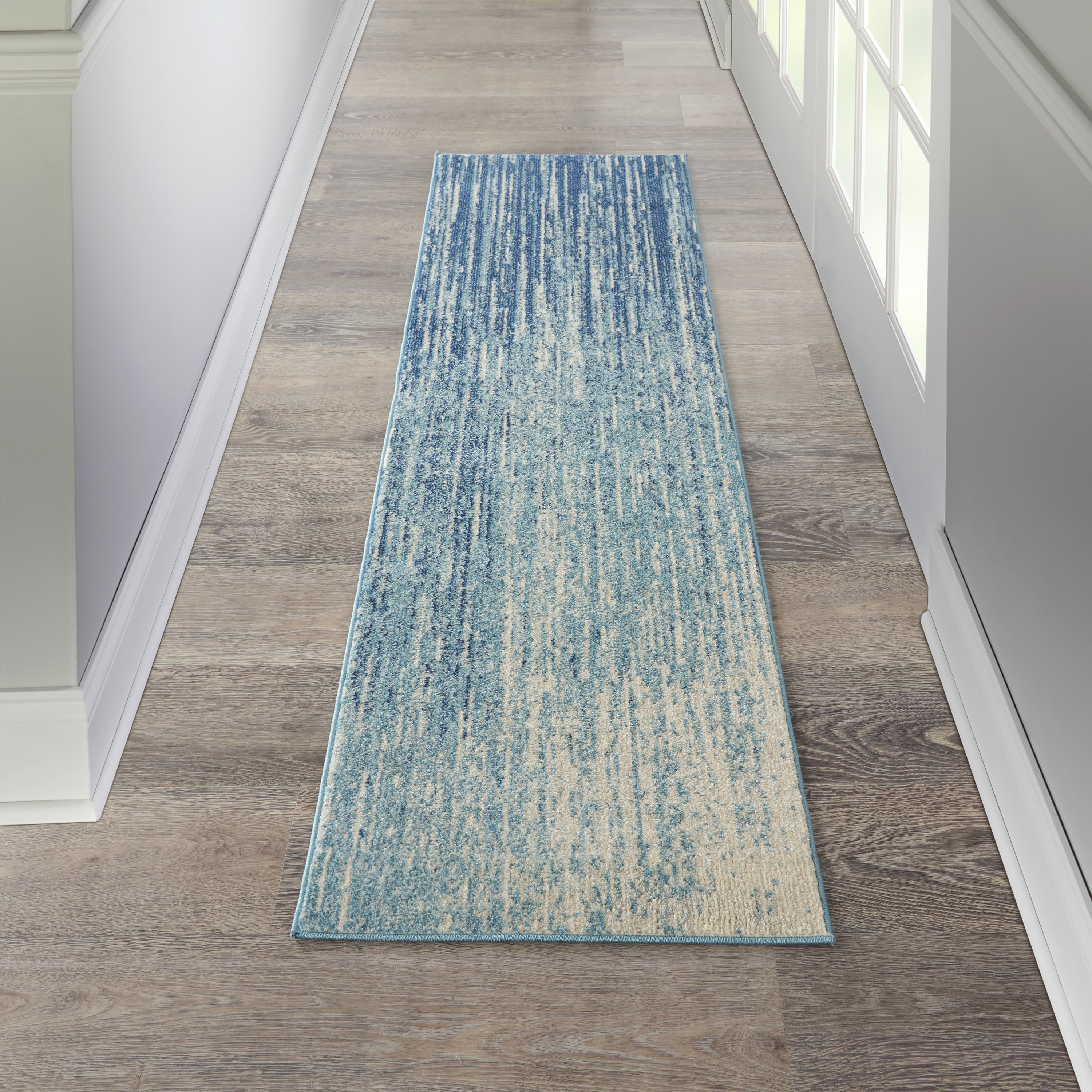 Nourison Passion Navy/Light Blue 1'10" x 6' Area Rug, Modern, Abstract, Bed Room, Living Room, Dining Room, Kitchen, , Easy Cleaning, Non Shedding (6' Runner)