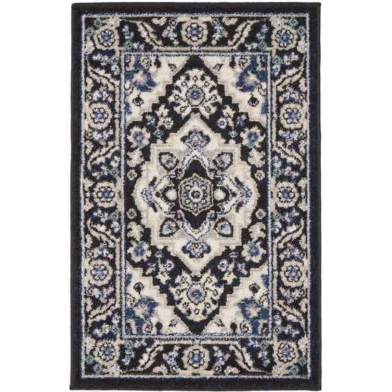 Nourison Passion Persian Black Ivory 1'10" x 2'10" Area Rug, (2x3)
