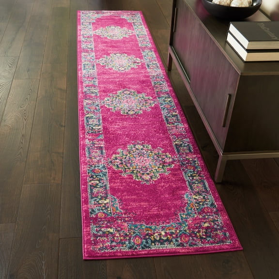 Nourison Passion Persian Fuchsia 2'2" x 10' Area Rug, (2x10)