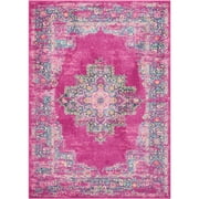 Nourison Passion Medallion Bohemian Indoor Rug Fuchsia 3'9" x 5'9"