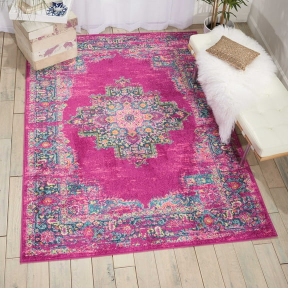 Nourison Passion Persian Fuchsia 5'3" x 7'3" Area Rug, (5x7)