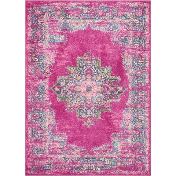 Nourison Passion Medallion Bohemian Indoor Rug Fuchsia 6'7" x 9'6"