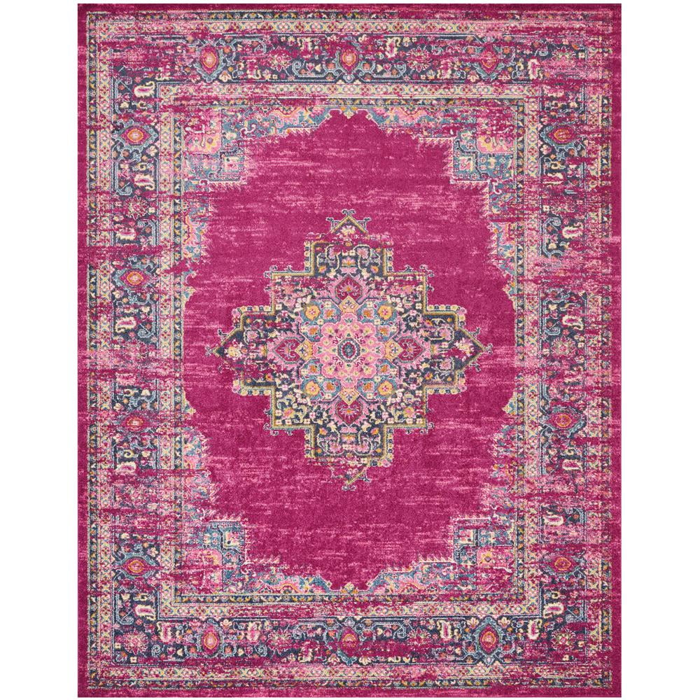 Traditional Floral Medallion 8' x 10' Blue and Purple Area Rug