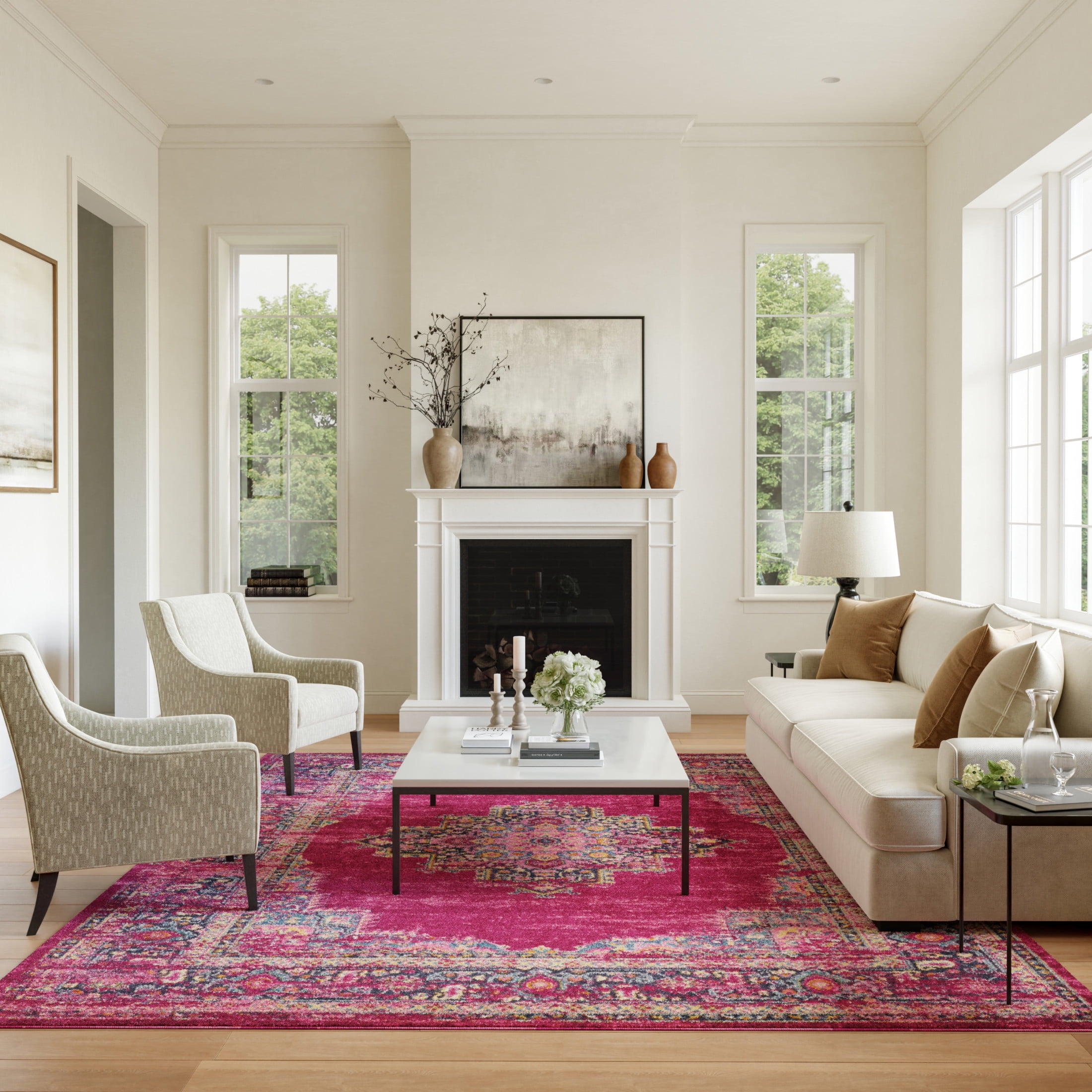 Nourison Passion Persian Fuchsia 8' x 10' Area Rug, (8x10