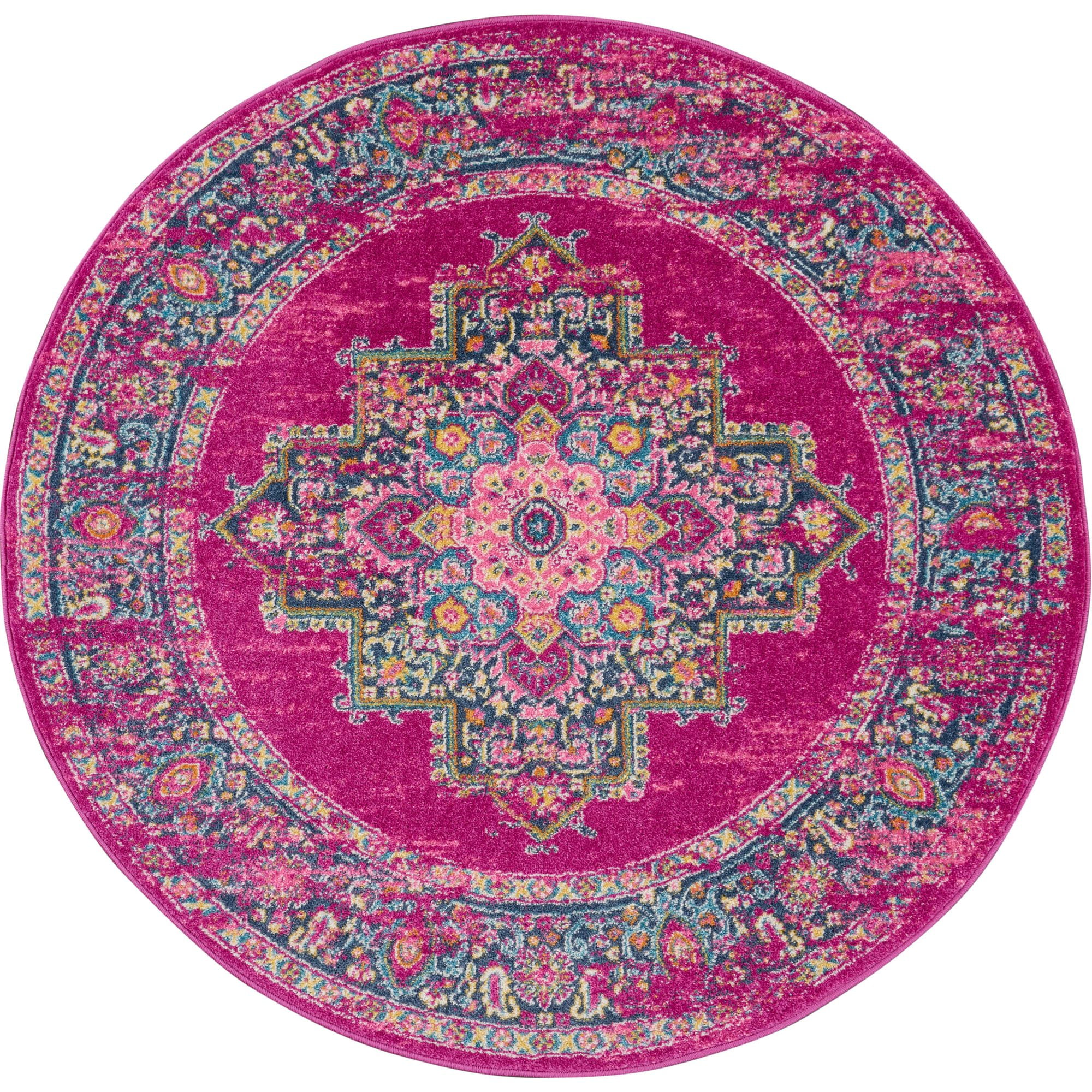 Nourison Passion Persian Fuchsia 8' x ROUND Area Rug, (8 Round)