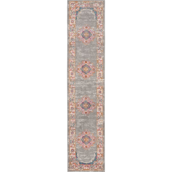 Nourison Passion Persian Grey 2'2" x 10' Area Rug, (2x10)