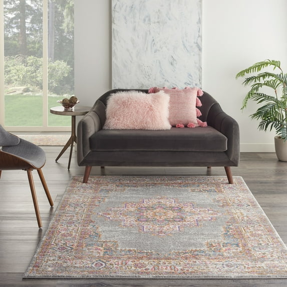 Nourison Passion Persian Grey 5'3" x 7'3" Area Rug, (5x7)