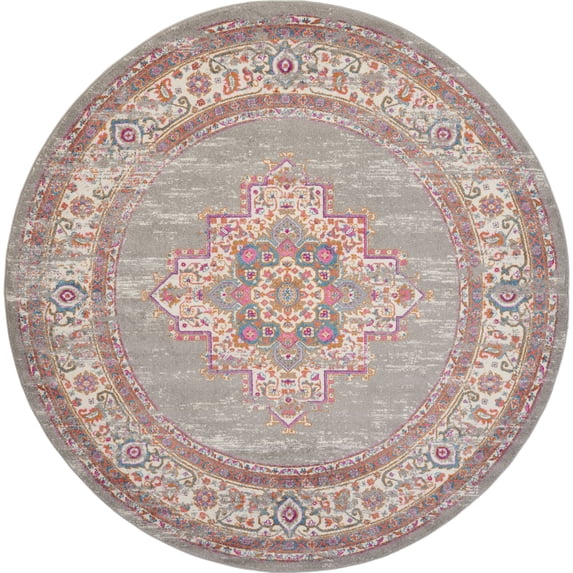 Nourison Passion Medallion Bohemian Indoor Rug Grey 8' x Round